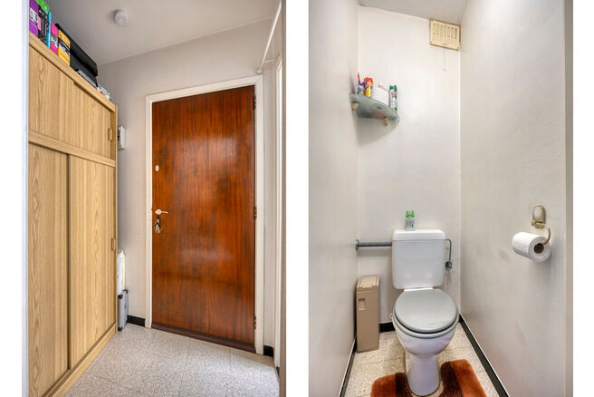 This two-bedroom apartment with garage and garden is located on the first floor of a small-scale co-ownership (6 apartments) in the center of Zaventem.

LAYOUT:
Upon entering the apartment, you are welcomed into the entrance hall, which leads to the spaci